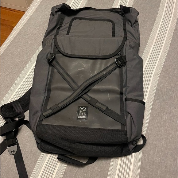 Grey and Black roll top backpack by Chrome. - Picture 2 of 2